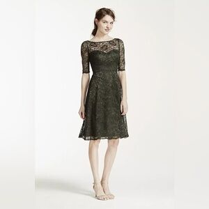 David’s Bridal Navy Blue Black Lace Dress Size 2